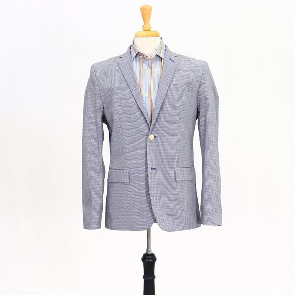 H&M Other - H&M 42R Blue Check 2-Button Sport Coat Blazer Jacket P073